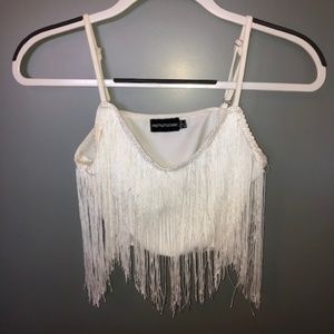White fringe top